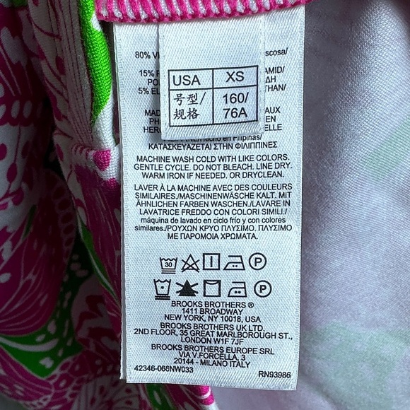 Brooks Brothers Ponte Stretch Floral 3/4 Sleeve Split Neck Dress XS Colorful - Picture 9 of 11